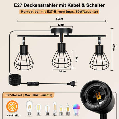 HiBay Stecker-Strahler 3 Flammig – Bild 2 #3 Flammig