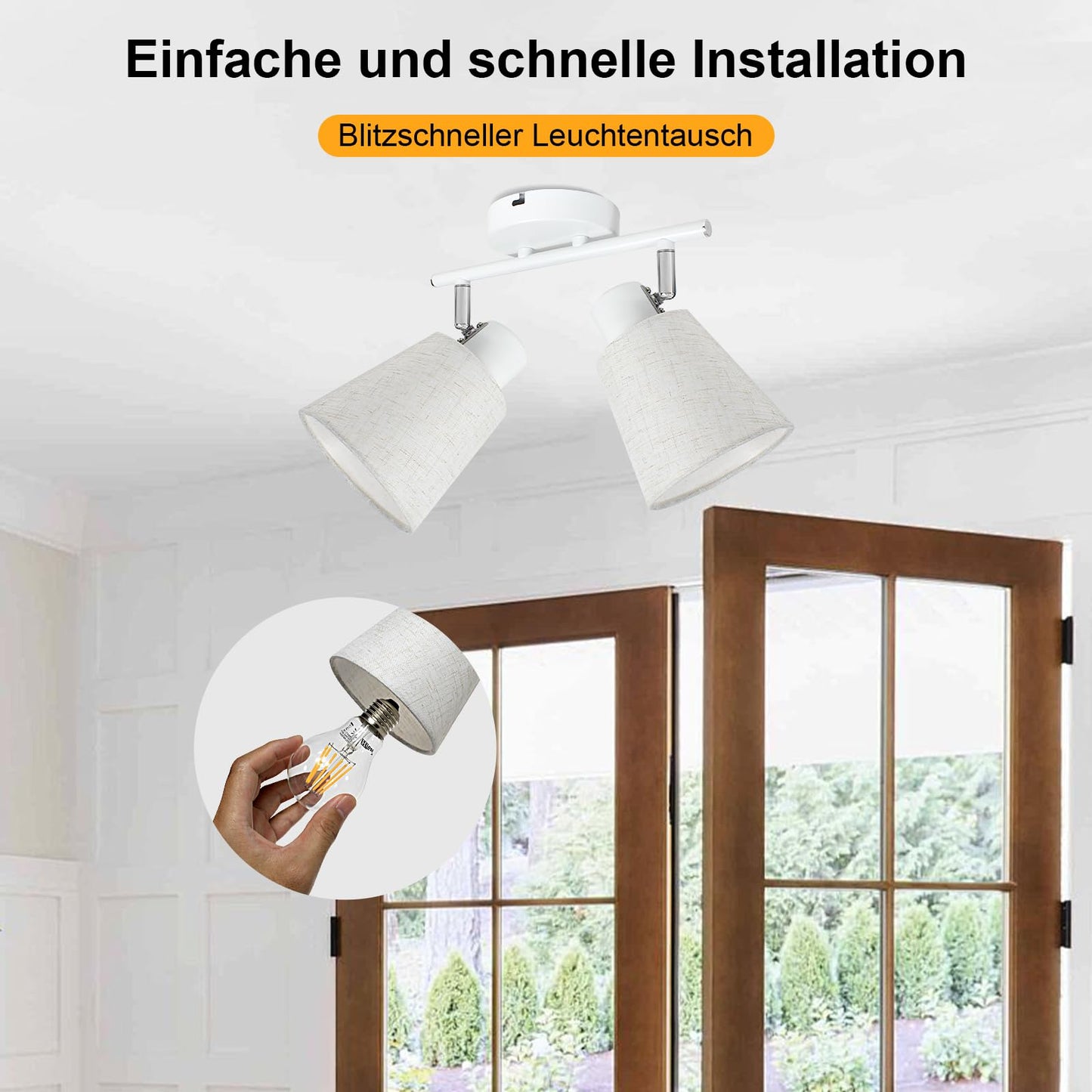 Unikcst Deckenstrahler Leinen 2 Flammig – Bild 4 #2 Flammig