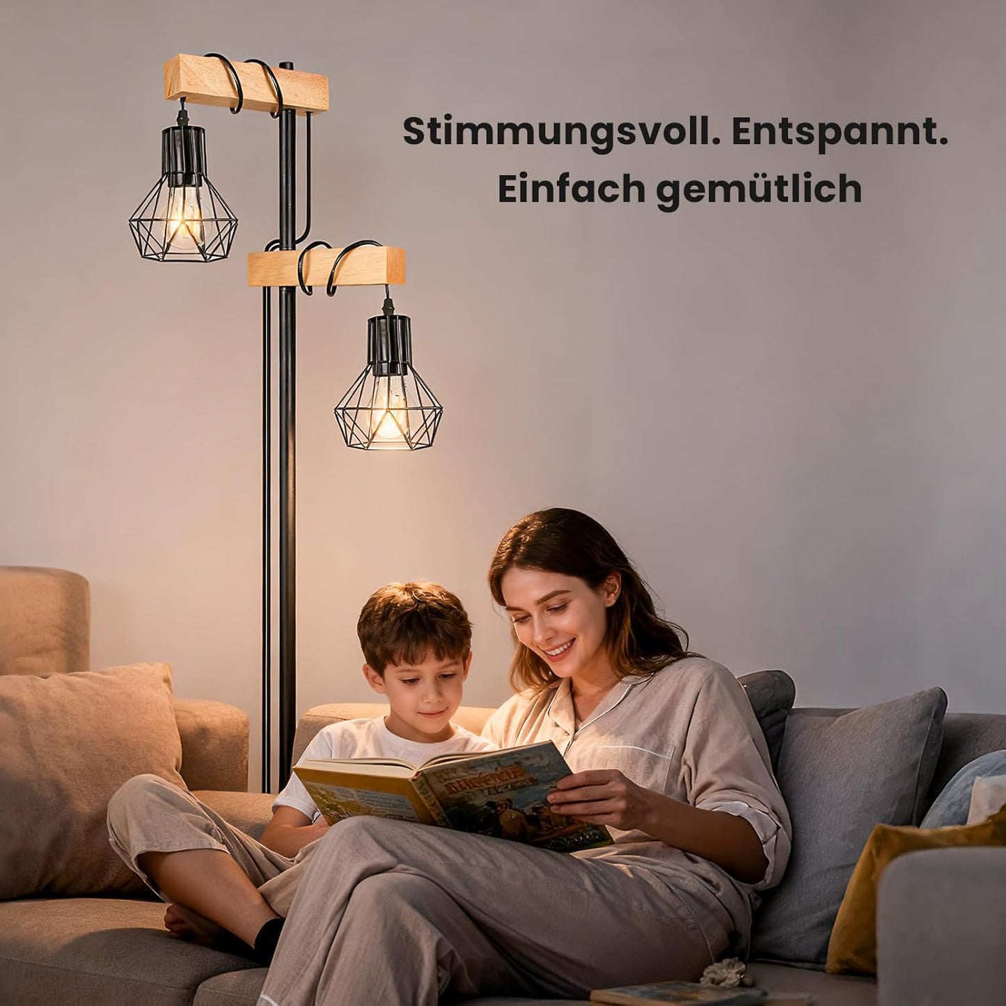 HiBay Stehlampe 2 Flammig Holz Industrial – Bild 7