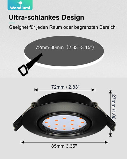Wondlumi 6er LED Einbaustrahle – WW #Warmweiß 3000K