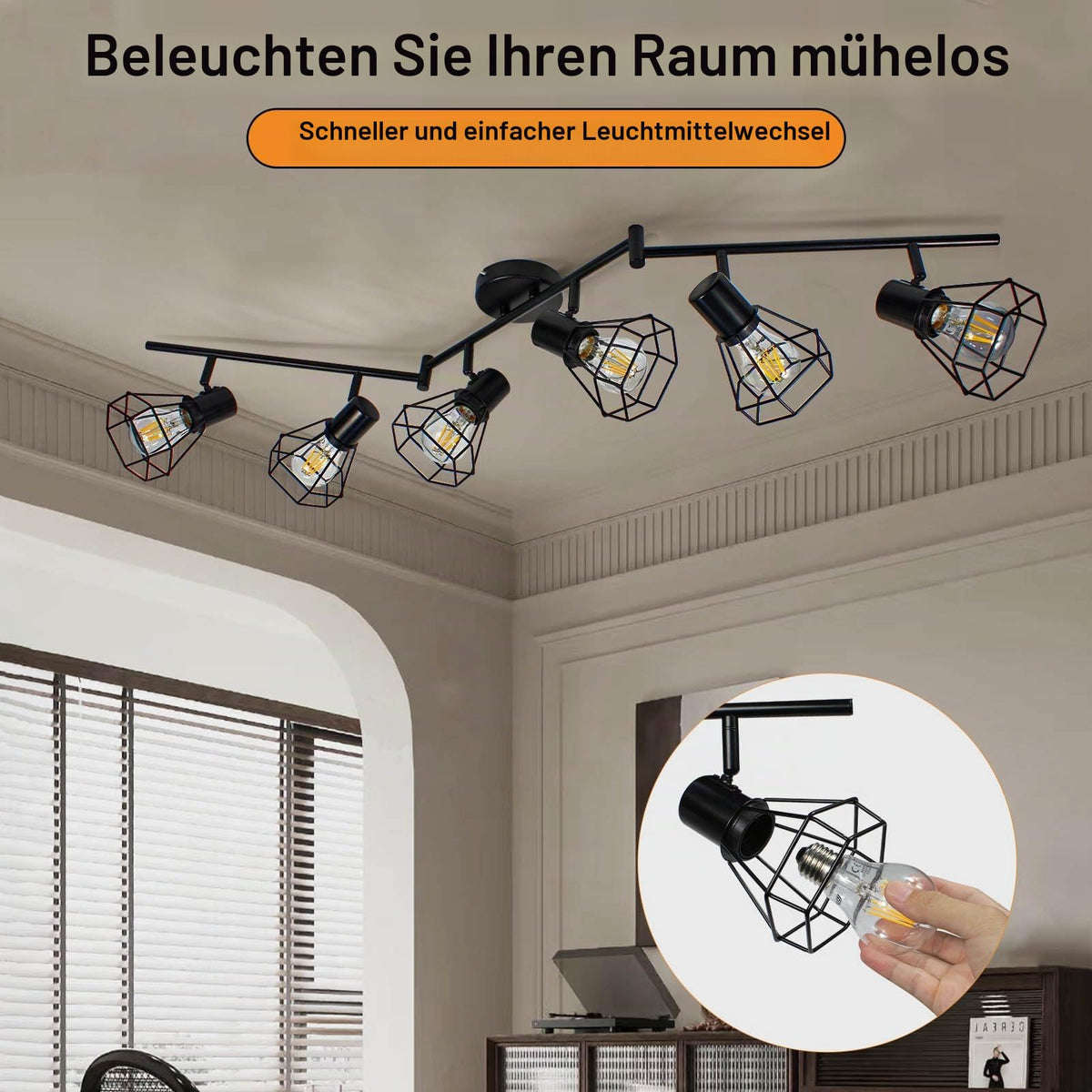 HiBay Diamant Schwarz 6 Flammig – Bild 6 #Schwarz Matt #6 Flammig