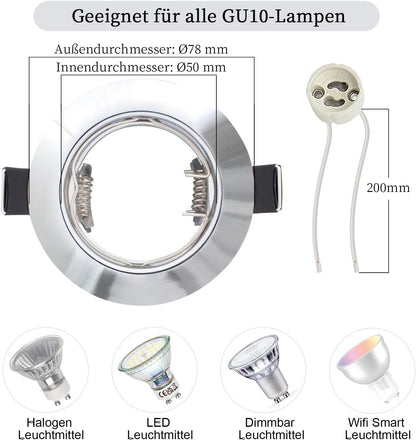 HiBay 10er Set GU10 Einbaurahmen 4 Farben – Bild 3 #Chrom #10 Stück