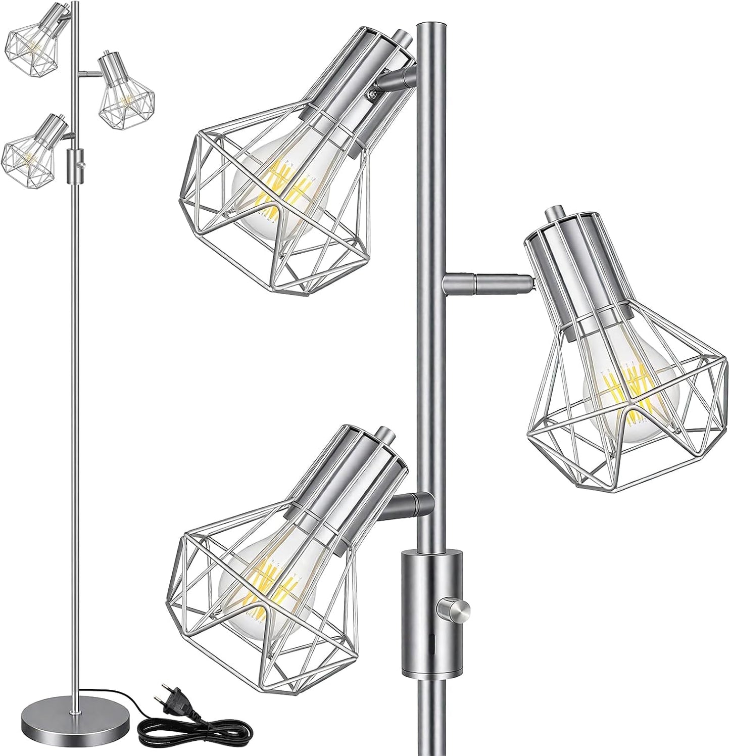HiBay LED Stehlampe 3 Flammig Dimmbar Silber – Bild 1 #Silber