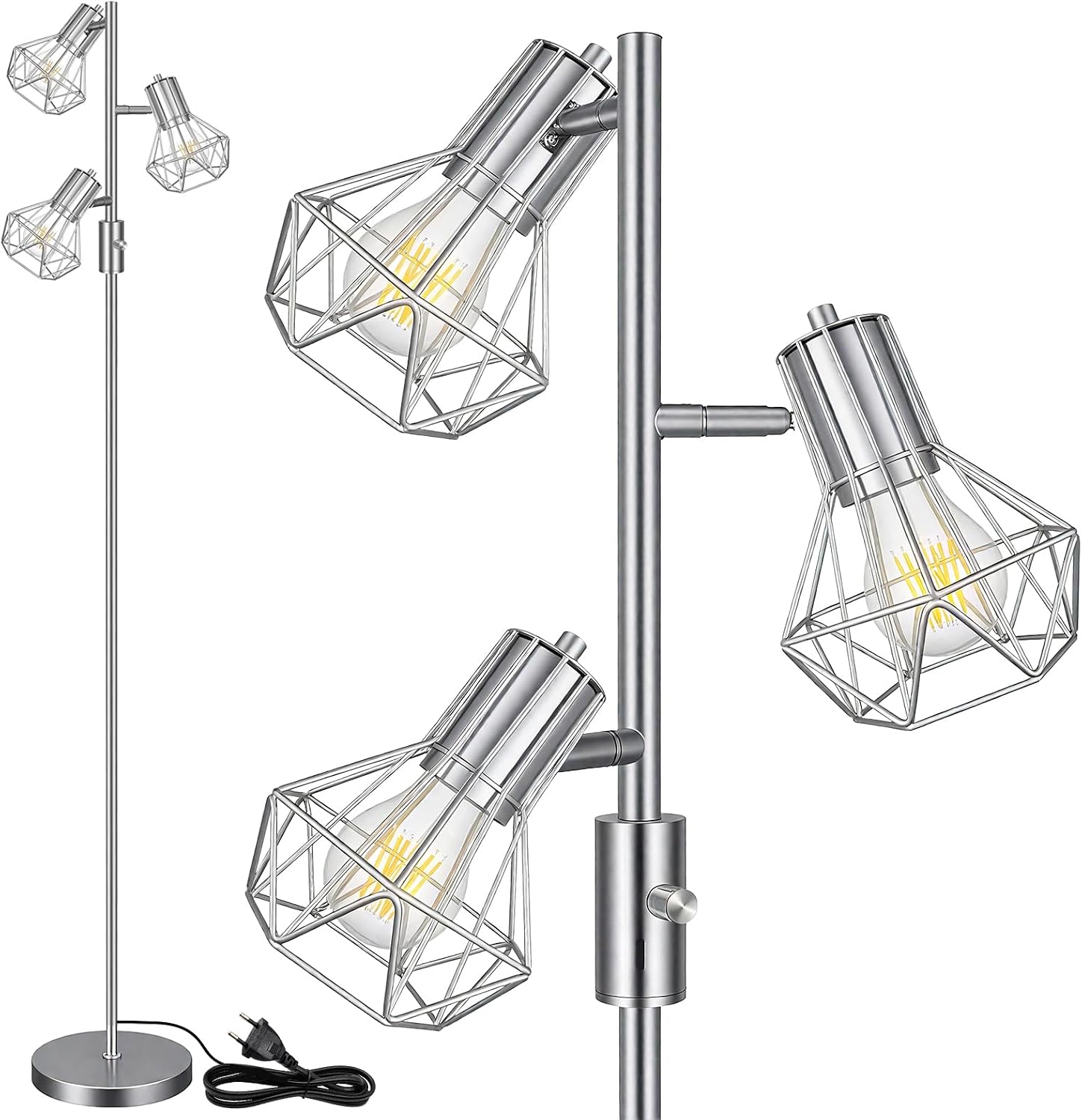 HiBay LED Stehlampe 3 Flammig Dimmbar Silber – Bild 1 #Silber