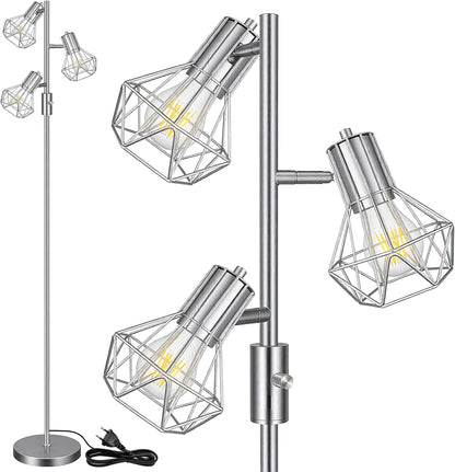 HiBay LED Stehlampe 3 Flammig Dimmbar Silber – Bild 1 #Silber