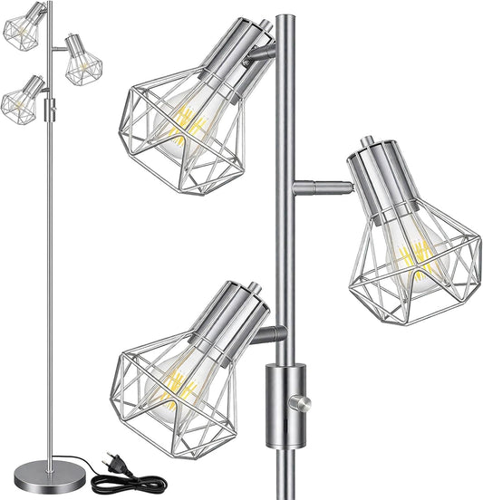 HiBay LED Stehlampe 3 Flammig Dimmbar Silber – Bild 1 #Silber
