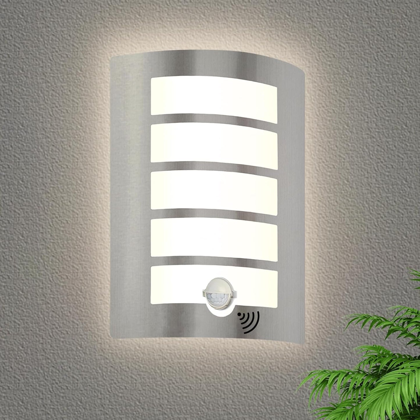 HiBay Außenwandleuchte mit Bew – Bild 1 #Edelstahl Gebürstet