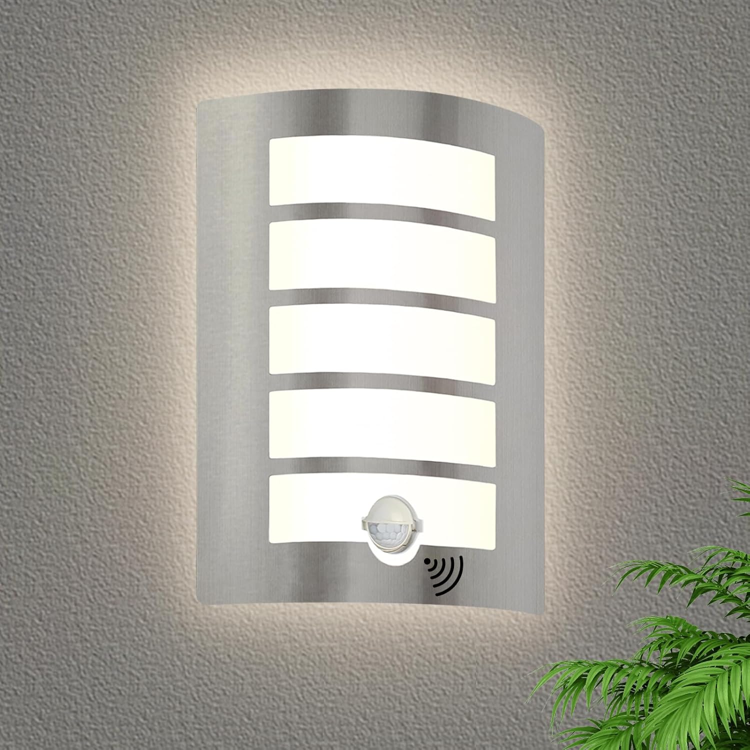 HiBay Außenwandleuchte mit Bew – Bild 1 #Edelstahl Gebürstet