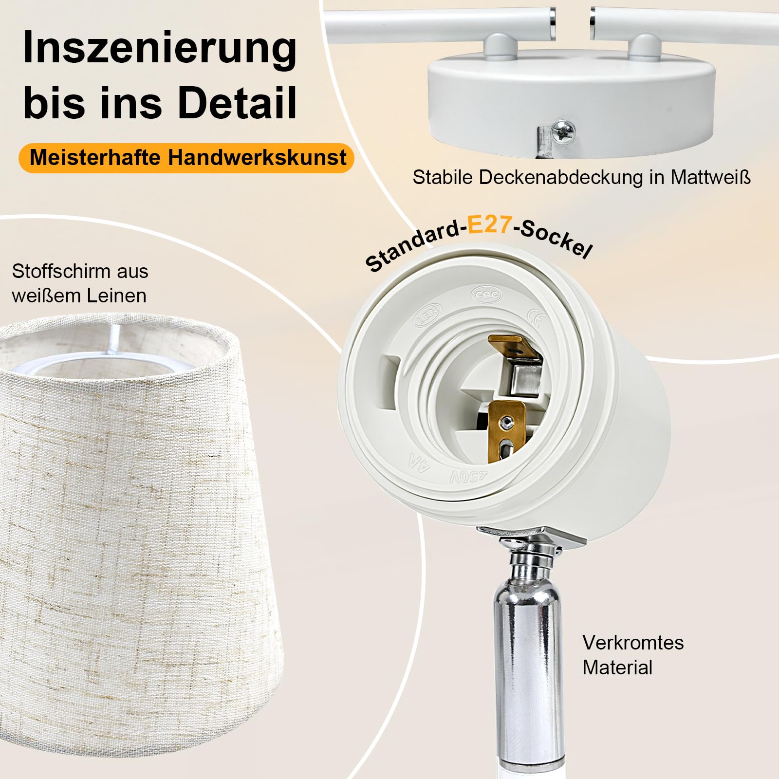 Unikcst Deckenstrahler Leinen 4 Flammig – Bild 2 #4 Flammig