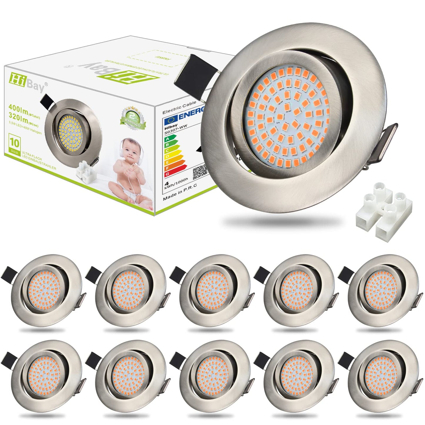 HiBay LED Einbaustrahler Ultra Flach 3,5W – Bild 10 #Warmweiß 3000K #10er Set