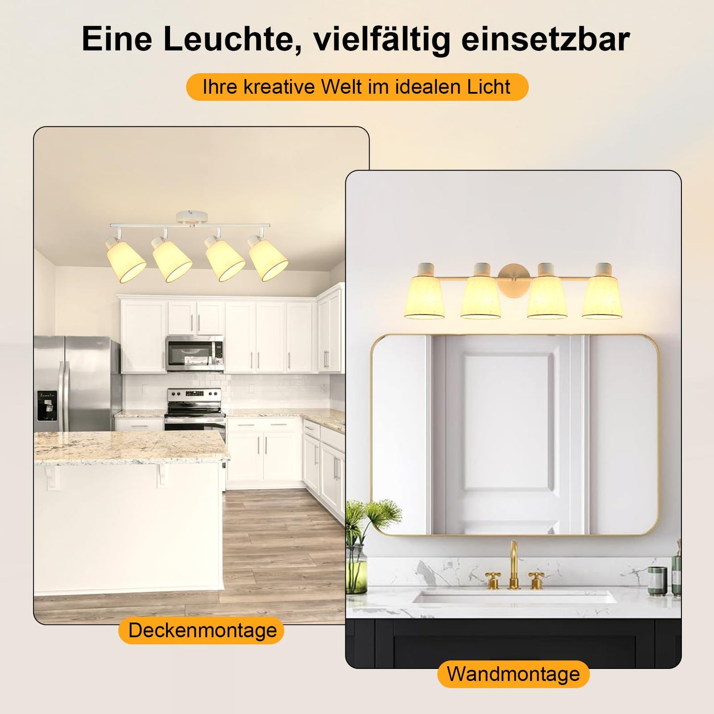 Unikcst Deckenstrahler Leinen 4 Flammig – Bild 6 #4 Flammig