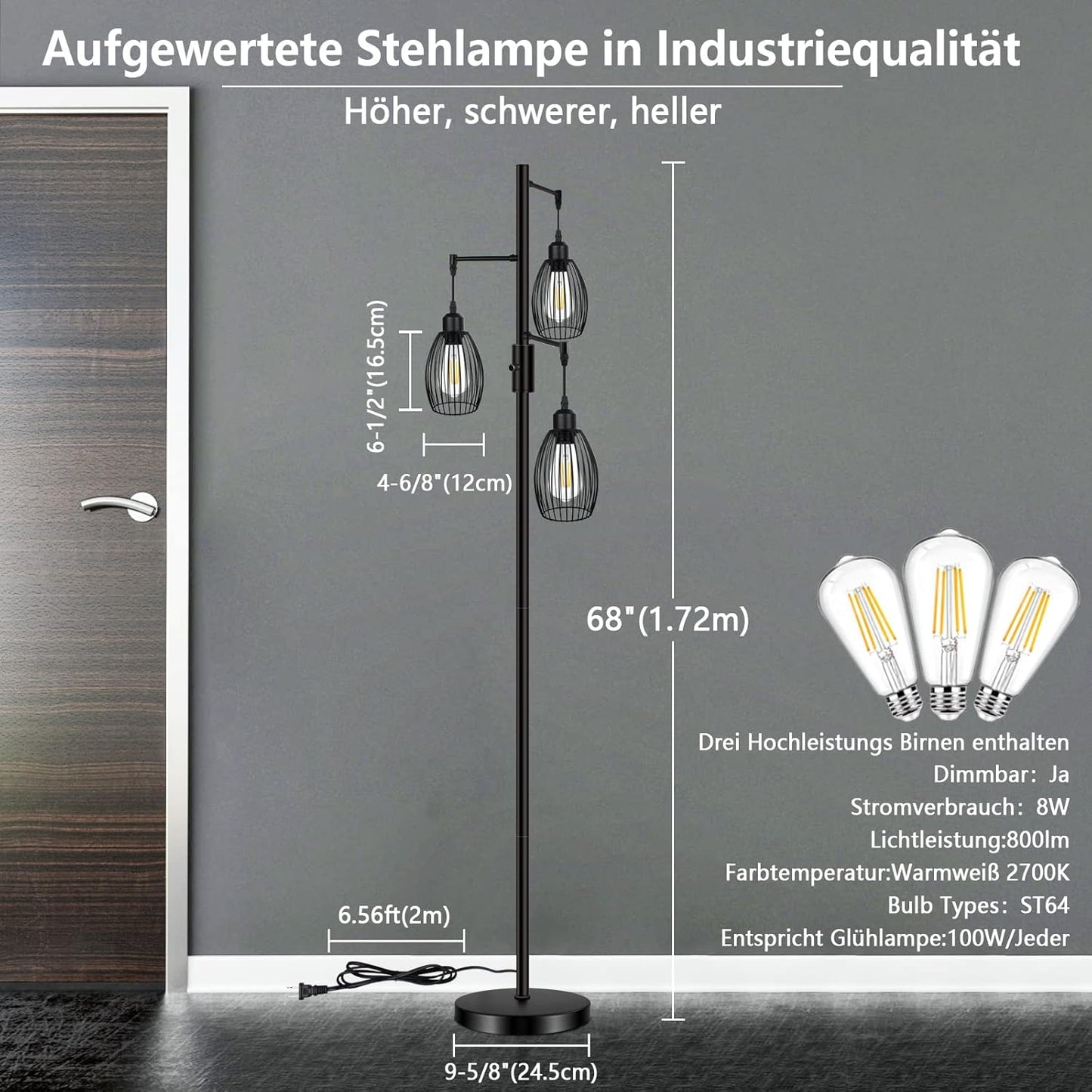 HiBay LED Stehlampe Vintage Vogelkäfig – Bild 3