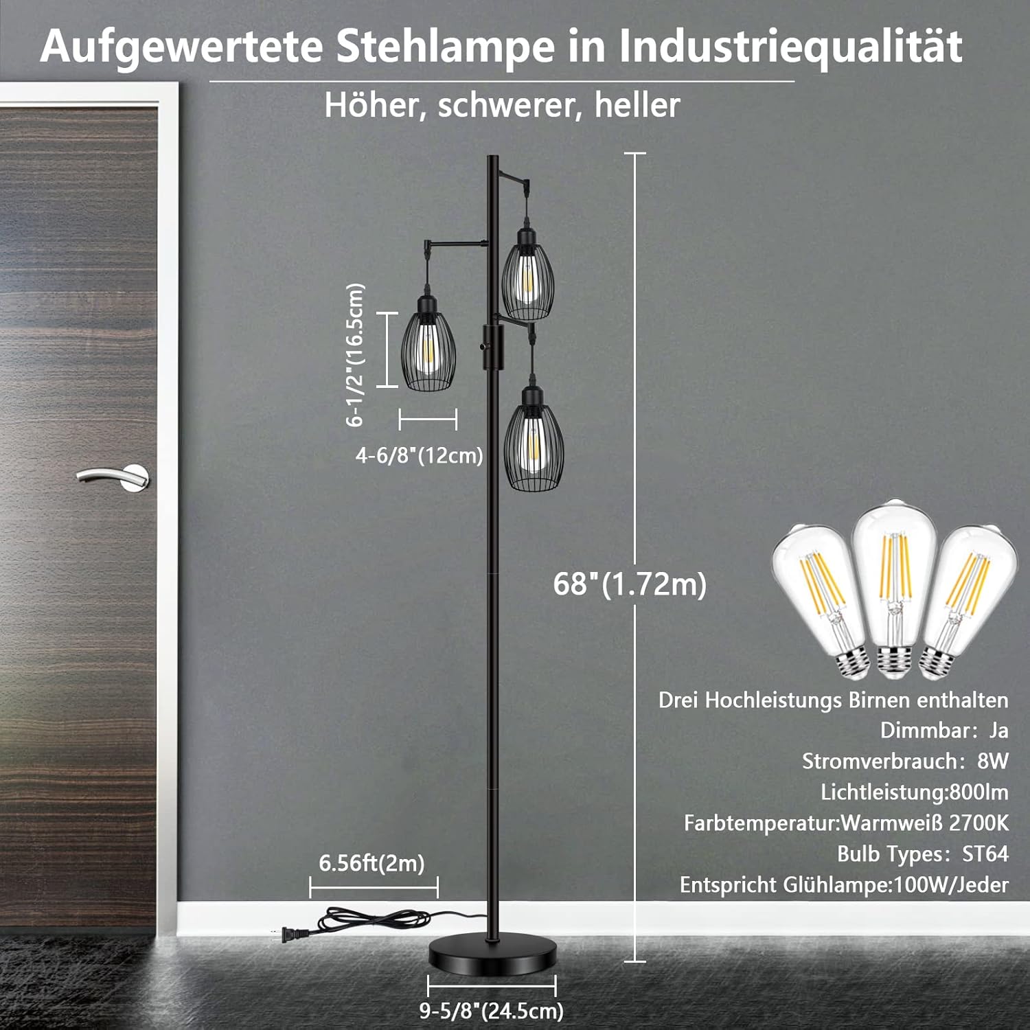 HiBay LED Stehlampe Vintage Vogelkäfig – Bild 3