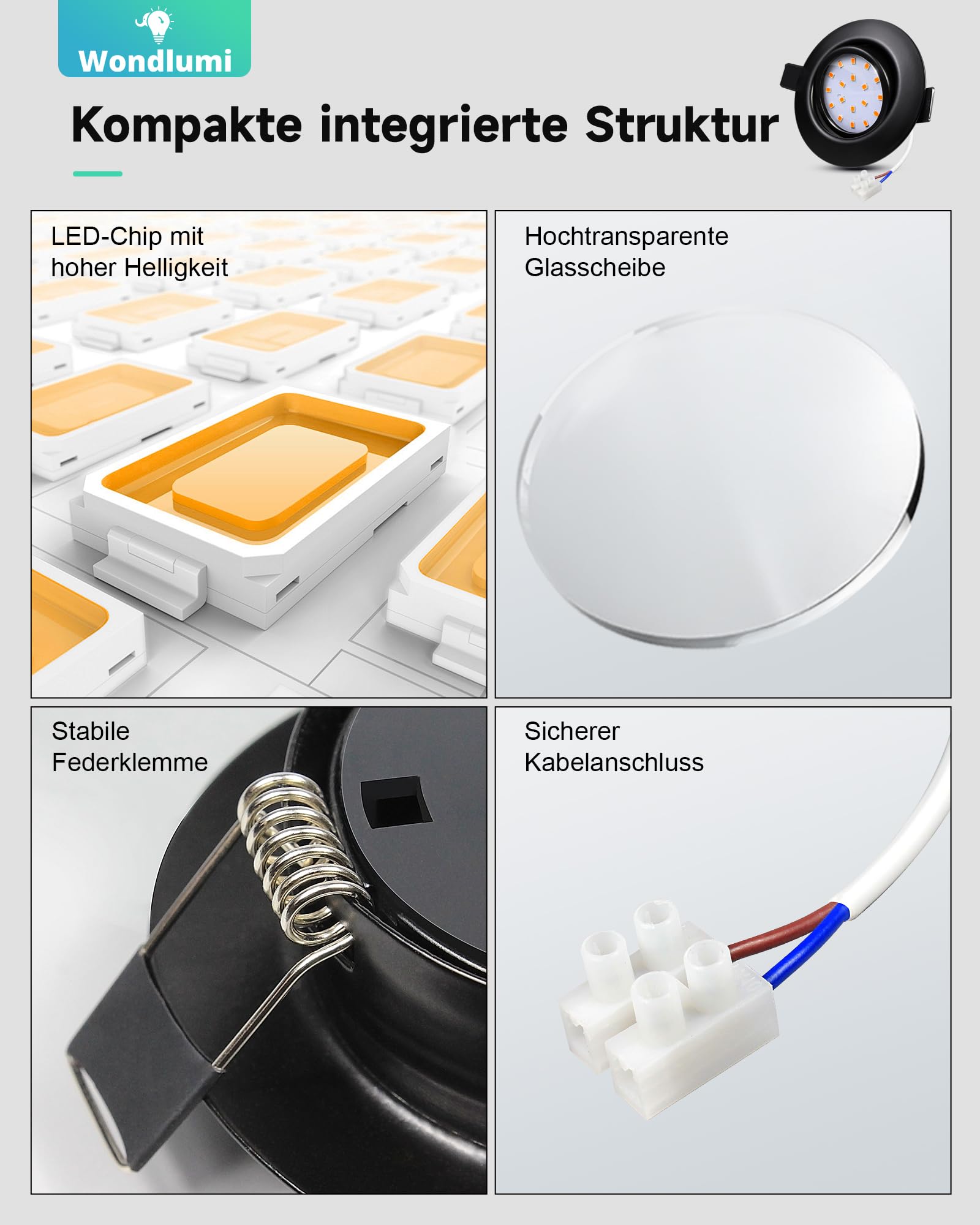 Wondlumi 6er LED Einbaustrahle – WW #Warmweiß 3000K