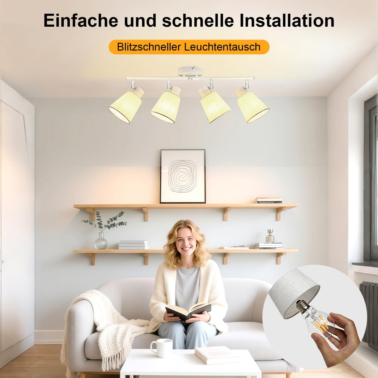 Unikcst Deckenstrahler Leinen 4 Flammig – Bild 4 #4 Flammig