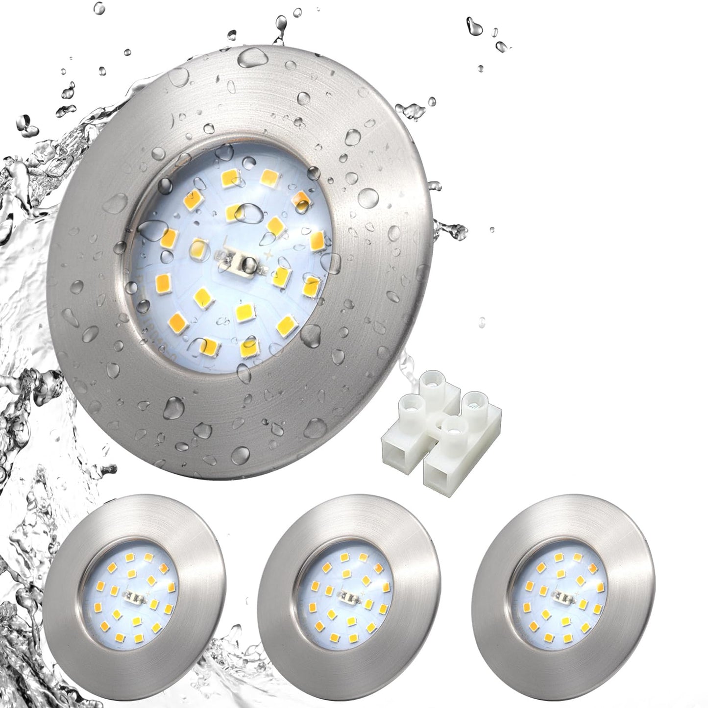 HiBay LED Einbaustrahler 5W IP44 Ultra Flach – Bild 37 #Nickel Gebürstet #4er Set