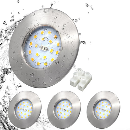 HiBay LED Einbaustrahler 5W IP44 Ultra Flach – Bild 37 #Nickel Gebürstet #4er Set