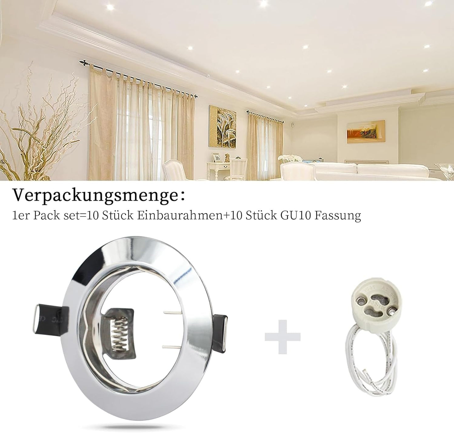 HiBay 10er Set GU10 Einbaurahmen 4 Farben – Bild 5 #Chrom #10 Stück