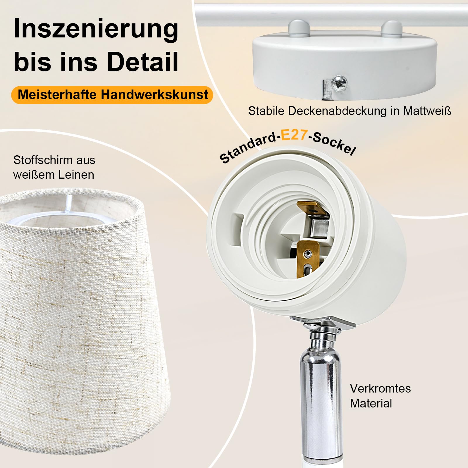 Unikcst Deckenstrahler Leinen 6 Flammig – Bild 2 #6 Flammig