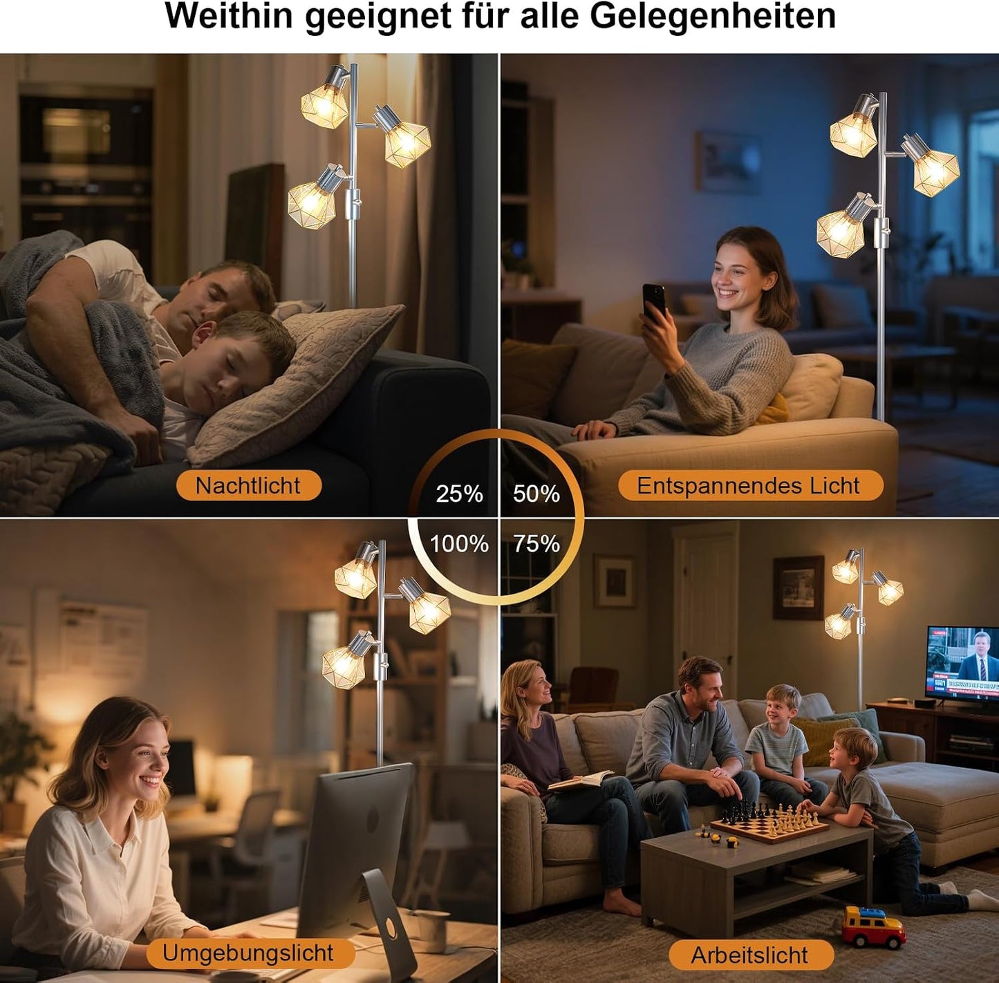 HiBay LED Stehlampe 3 Flammig Dimmbar Silber – Bild 6 #Silber