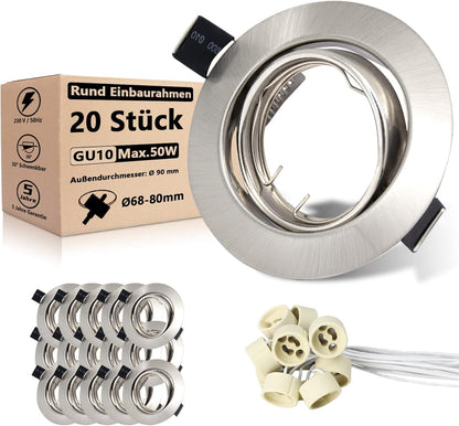 K4 GU10 LED Einbaurahmen Set – Bild 11 #Silber – gebürsteter Edelstahl #20 Stück