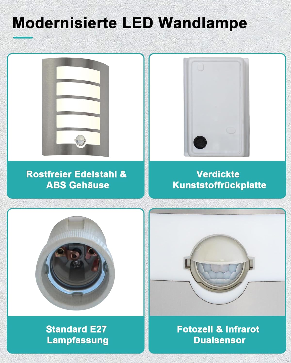 HiBay Außenwandleuchte mit Bew – Bild 7 #Edelstahl Gebürstet