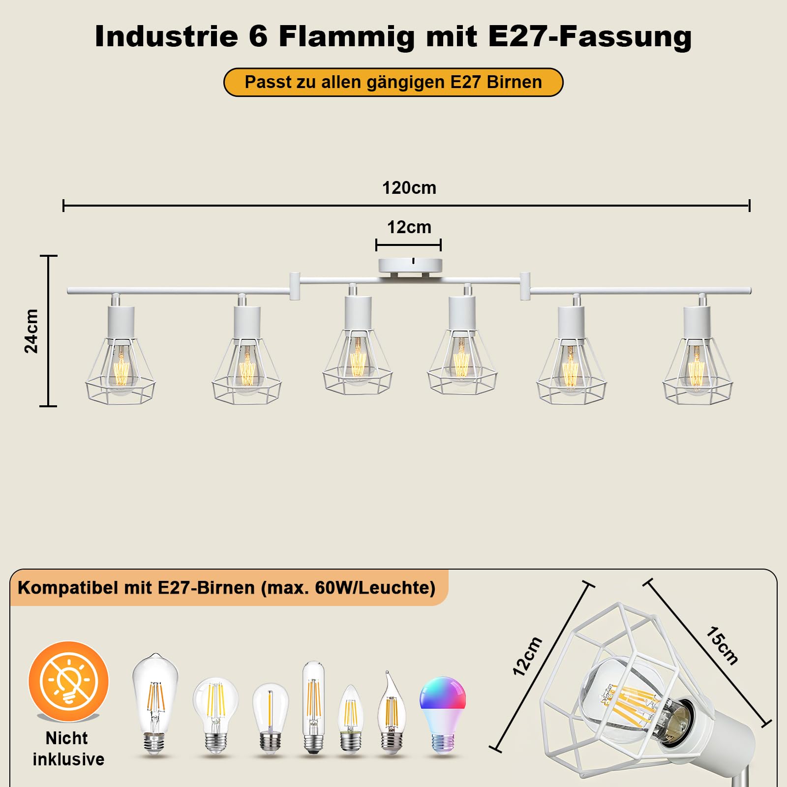 HiBay Diamant Weiß 6 Flammig – Bild 6 #6 Flammig