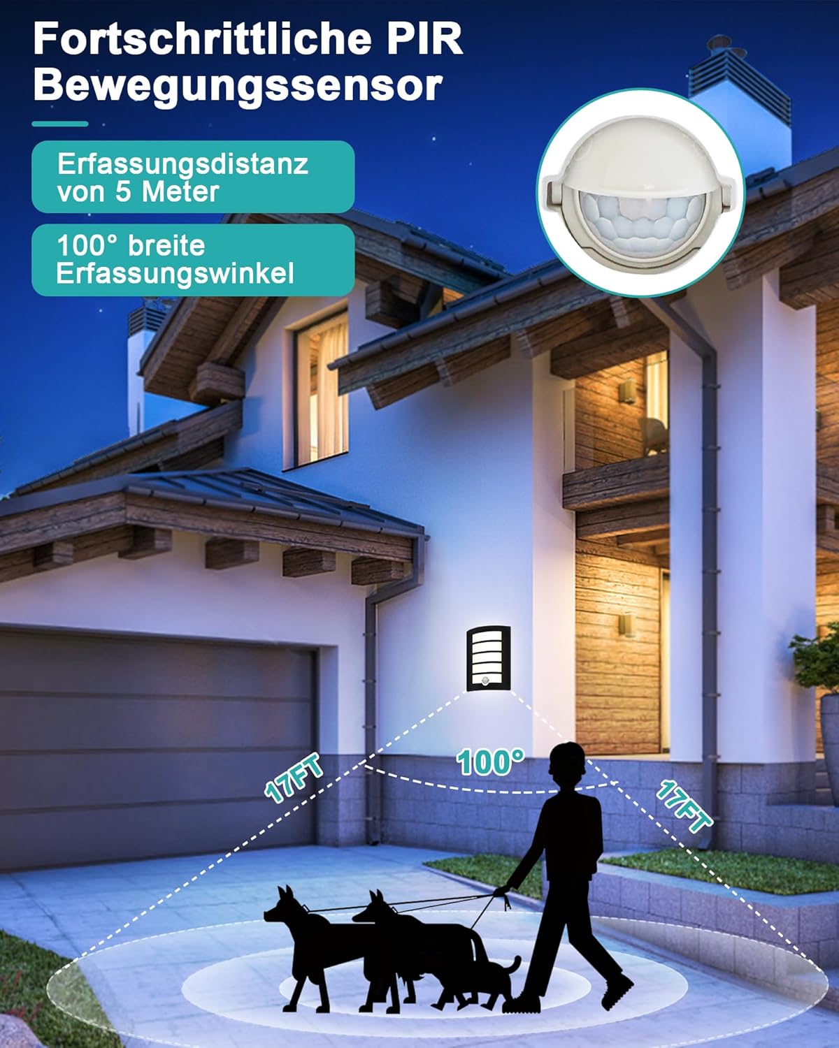 HiBay Außenwandleuchte mit Bew – Bild 2 #Schwarz Matt