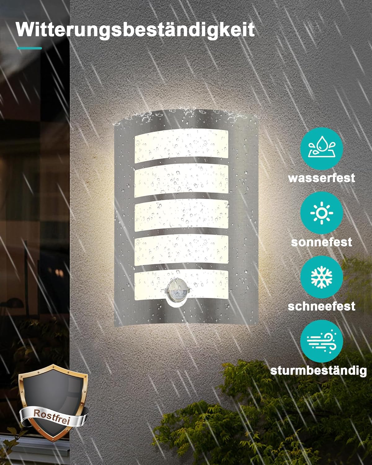HiBay Außenwandleuchte mit Bew – Bild 4 #Edelstahl Gebürstet