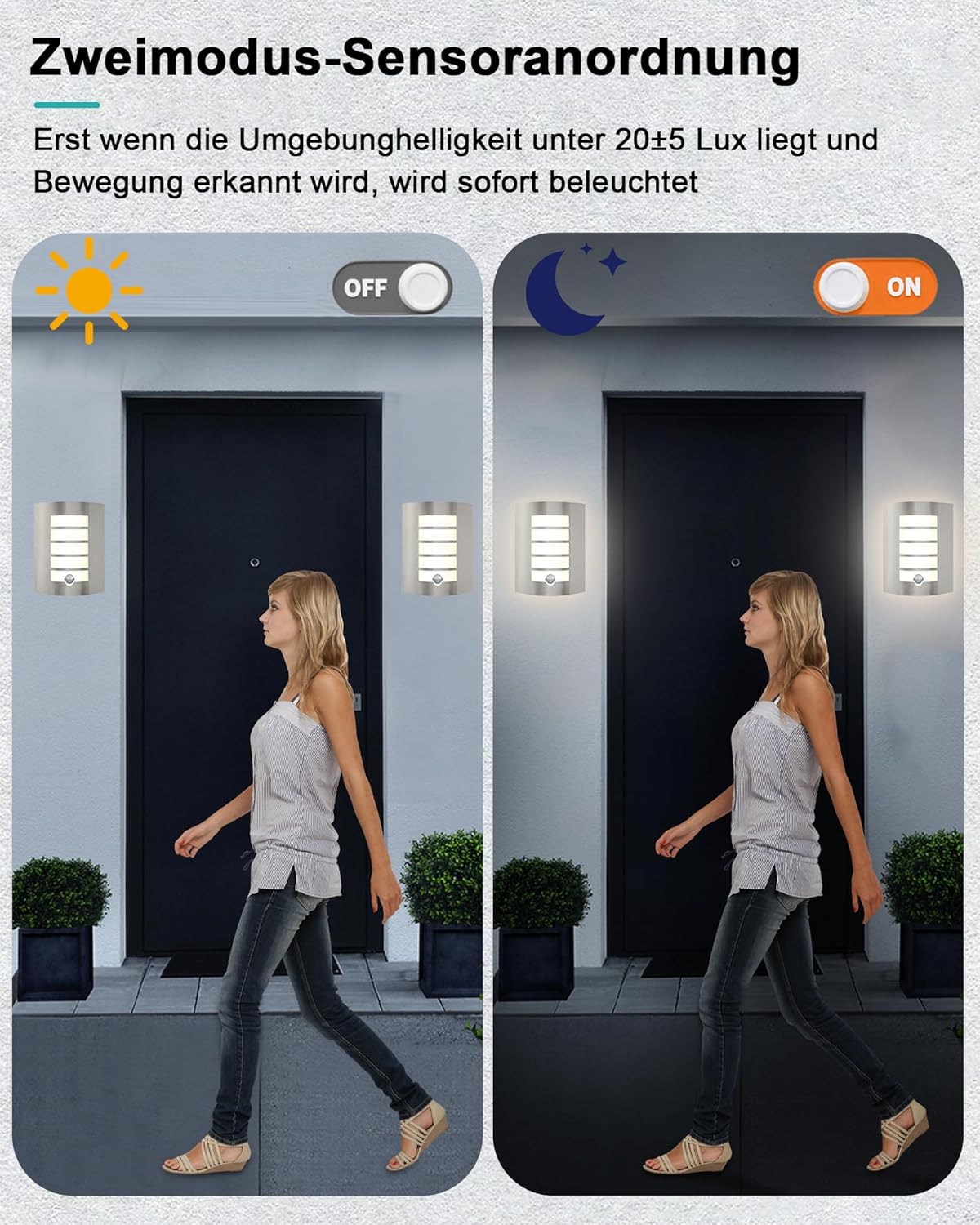 HiBay Außenwandleuchte mit Bew – Bild 3 #Edelstahl Gebürstet