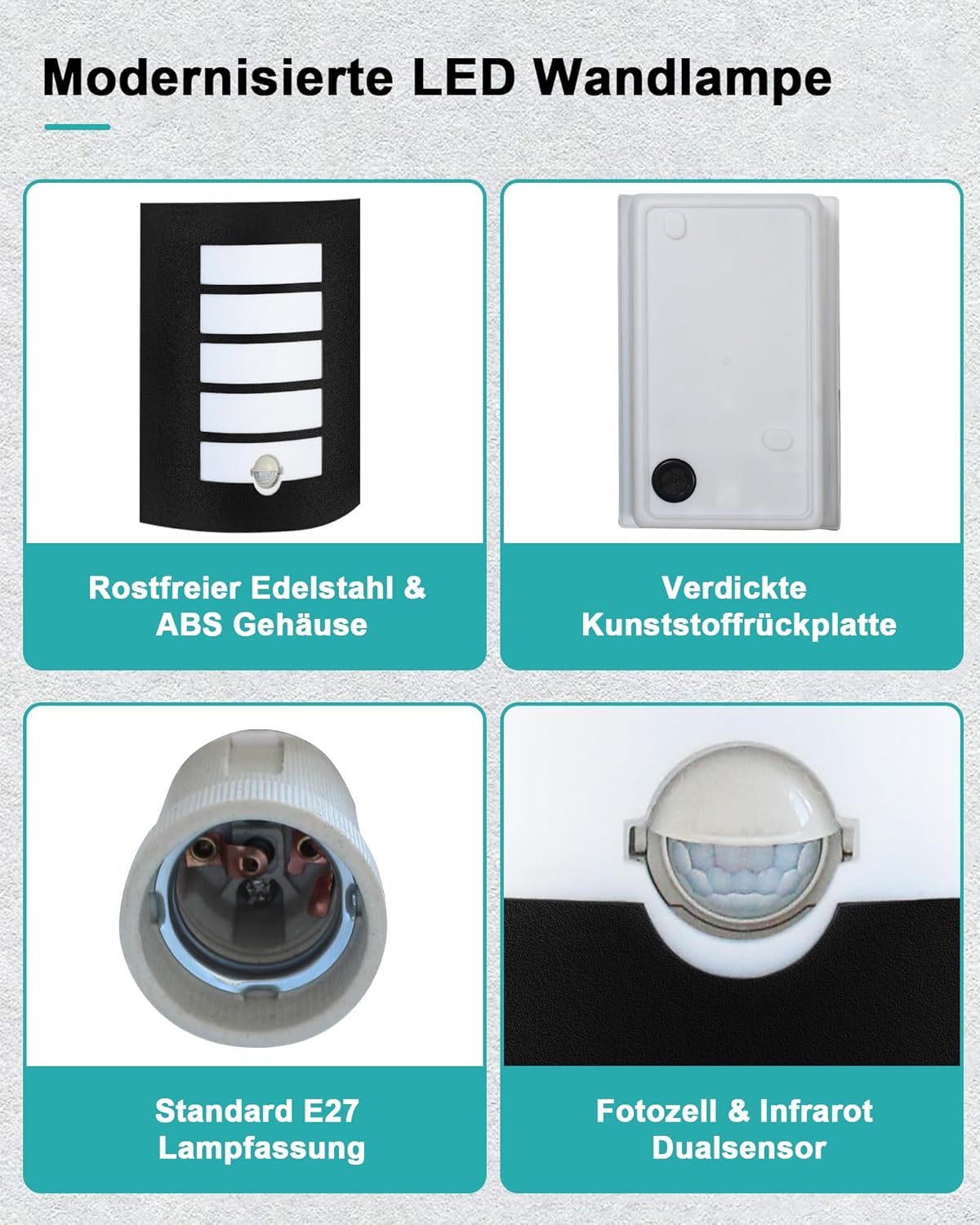 HiBay Außenwandleuchte mit Bew – Bild 7 #Schwarz Matt