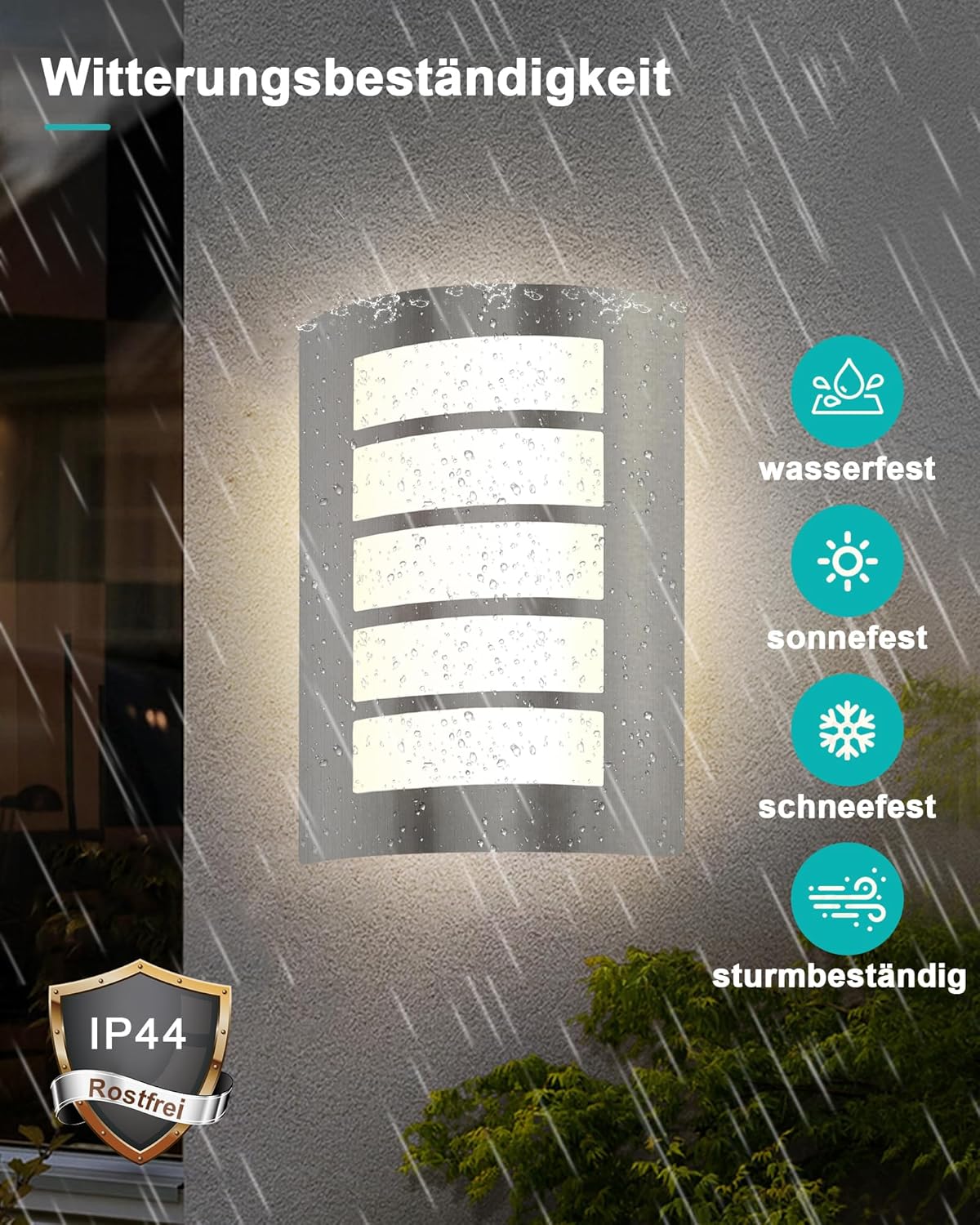 HiBay Außenwandleuchte E27 IP4 – Bild 2 #Edelstahl Gebürstet