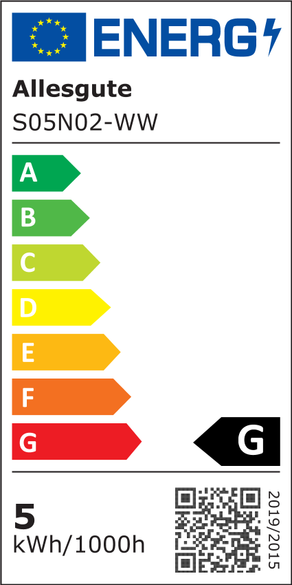EU Energy Label – EPREL 990870 – S05N02-WW #Warmweiß 3000K