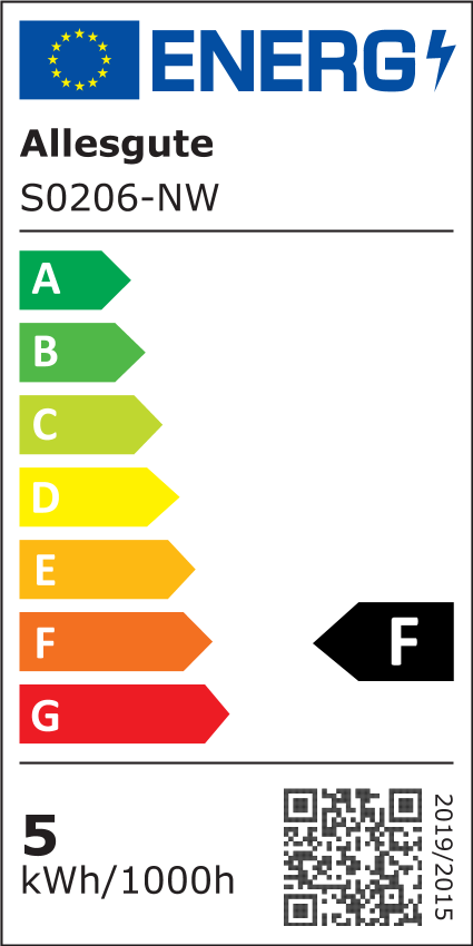 EU Energielabel S0206-NW – Energieeffizienzklasse F #4500K Neutralweiß