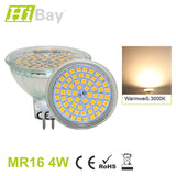 LED Strahler / Leuchtmittel, 4W = 35W, Sockel MR16, Winkel 120º, 12V AC+DC, 400 Lumen Glas, 6 Stück