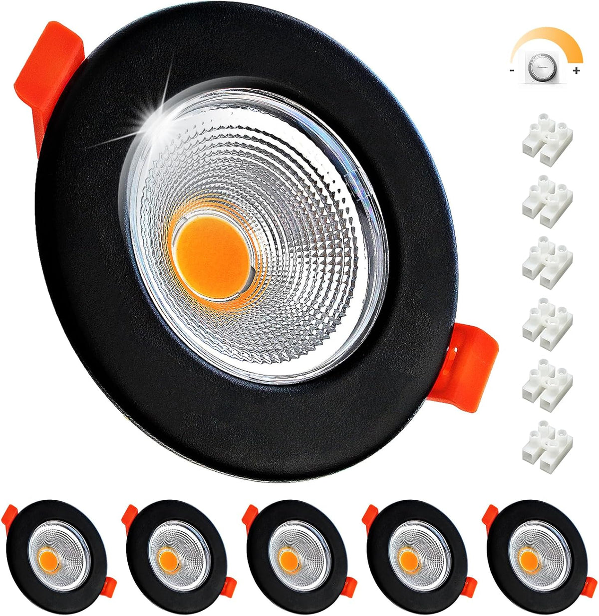 Wondlumi 6er LED Einbaustrahler 10W COB Schwarz Matt – Bild 10 #Warmweiß 2700K #Dimmbar