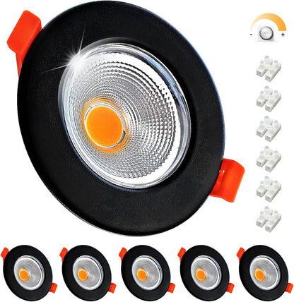 Wondlumi 6er LED Einbaustrahler 10W COB Schwarz Matt – Bild 10 #Warmweiß 2700K #Dimmbar