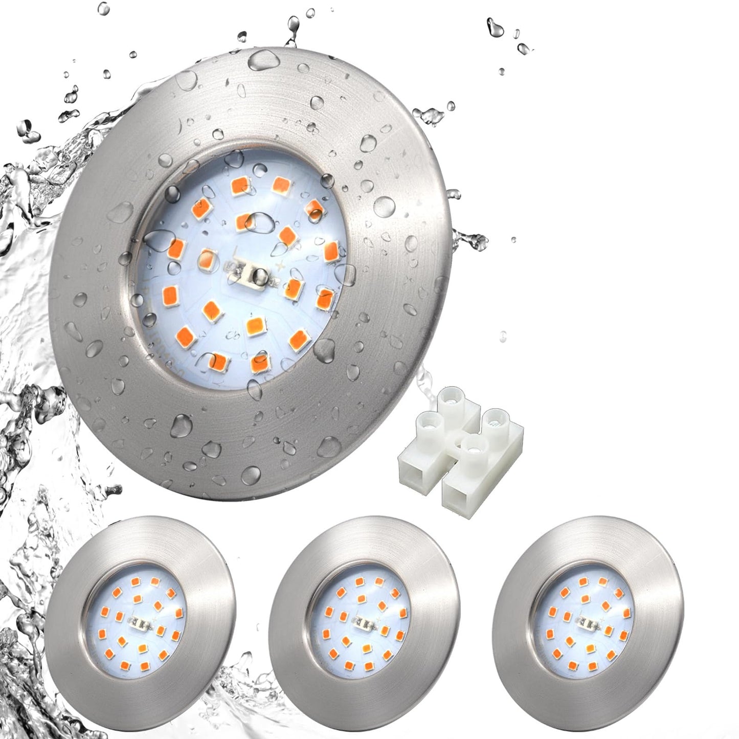 HiBay LED Einbaustrahler 5W IP44 Ultra Flach – Bild 45 #Nickel Gebürstet #Warmweiß 3000K #4er Set