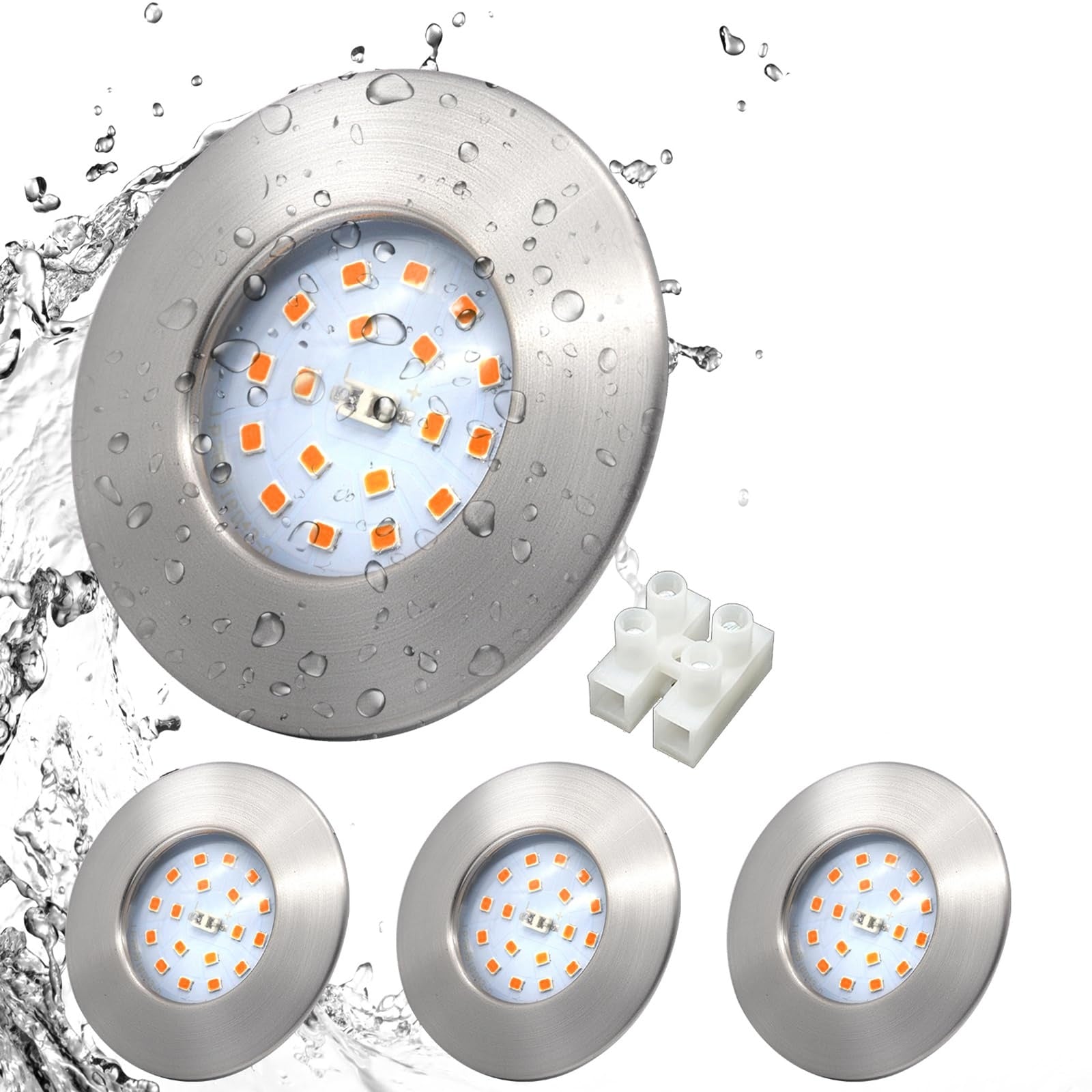 HiBay LED Einbaustrahler 5W IP44 Ultra Flach – Bild 45 #Nickel Gebürstet #Warmweiß 3000K #4er Set