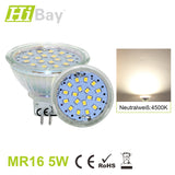 LED-Leuchtmittel GU5,3 / MR16, 5W = 45W, 450LM, Warmweiß/Neutralweiß, 6 Stück