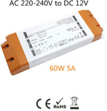 LED-Trafo 60W DC 12V 5A, Nicht dimmbar LED Transformator, LED Treiber Netzteil
