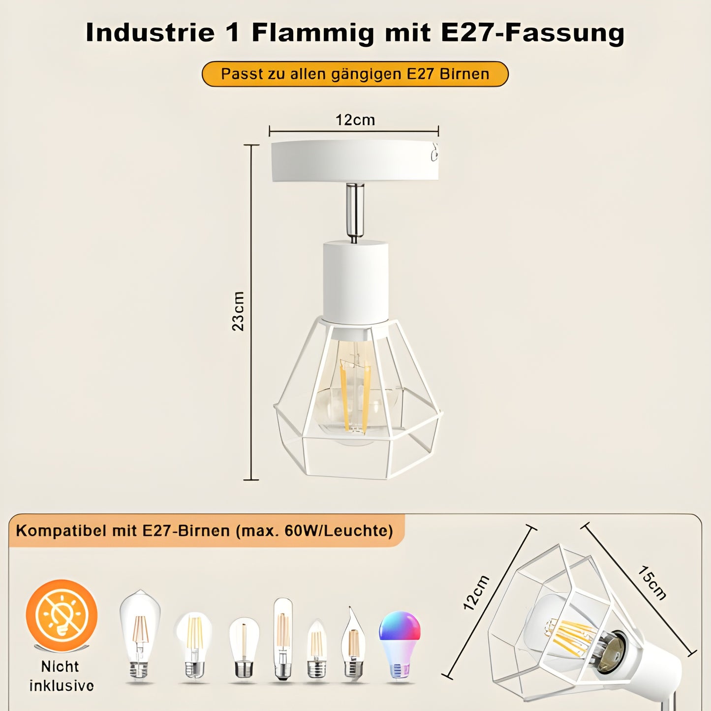 HiBay Diamant Weiß 1 Flammig – Bild 5 #1 Flammig