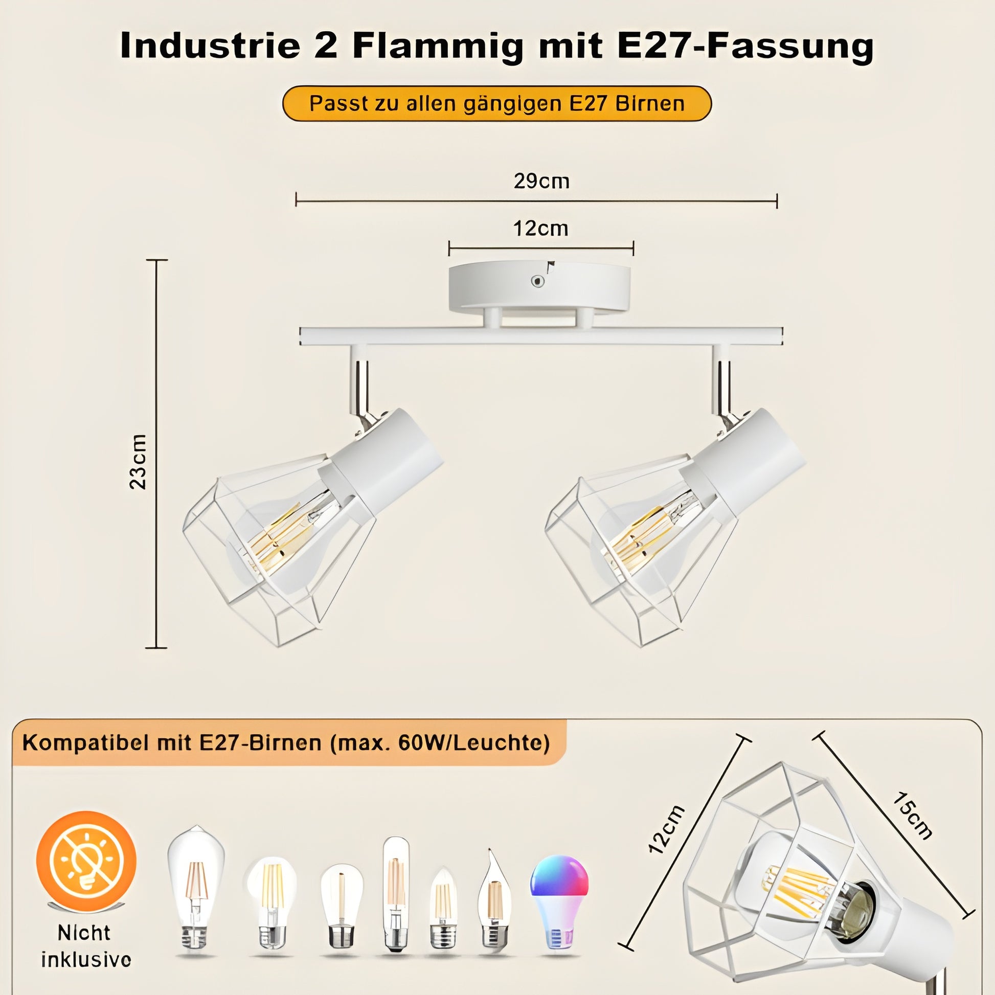 HiBay Diamant Weiß 2 Flammig – Bild 5 #2 Flammig