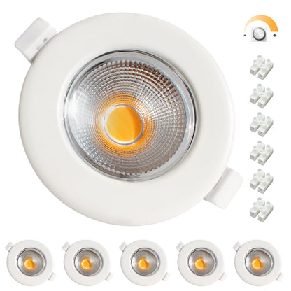 Wondlumi 6er LED Einbaustrahler 10W COB Weiß Matt – Bild 15 #Warmweiß 2700K #Dimmbar