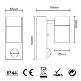 LED Innen & Außenwandleuchte,  IP44 Wandleuchten mit Bewegungsmelder & GU10 Birne