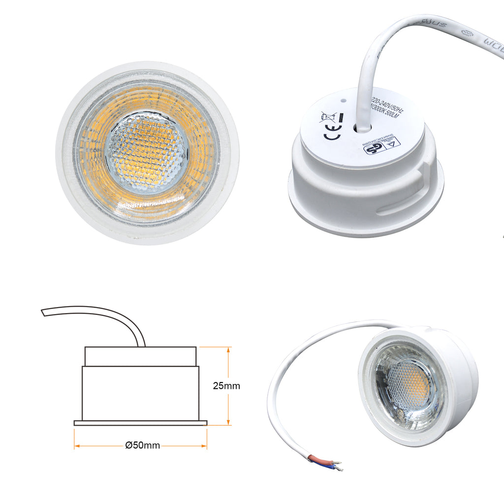 6X Ultra flach LED Einbauleuchten, dimmbar, 6W