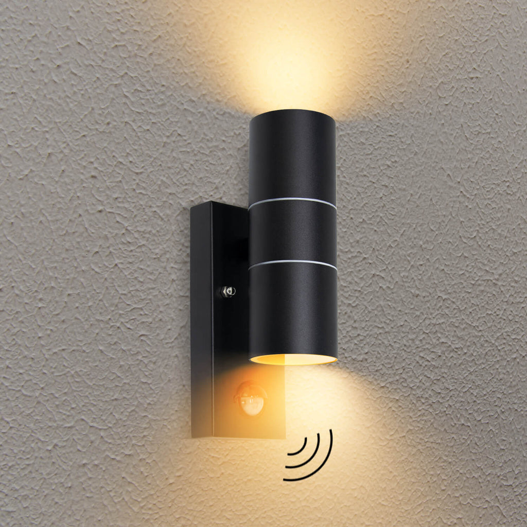 Außenlampe mit Bewegungsmelder IP44 GU10 Wa 230V 2X inkl. HiBay-LED – 5W Wandlampe