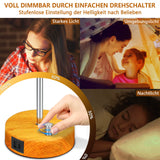 Nachttischlampe Große Dimmbar LED Tischlampe mit USB A+C Ladeanschluss, Tischleuchte mit Lampenschirm, Knopfsteuerung für 0-800 LM (inkl. 8W E27 LED Glühbirne)