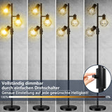 LED Stehlampe Dimmbar,Industrial Rustikale Stehleuchte 3 Flammig Schwarz Standlampe mit 3x8W 800LM E27 Lampe Leselampe für Wohnzimmer,Schlafzimmer,Büro