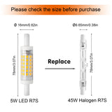 R7S LED 78mm 5W Nicht Dimmbar, J78 Doppelende Lineare Reflektorlampe, Warmweiß 3000K, 2er Pack